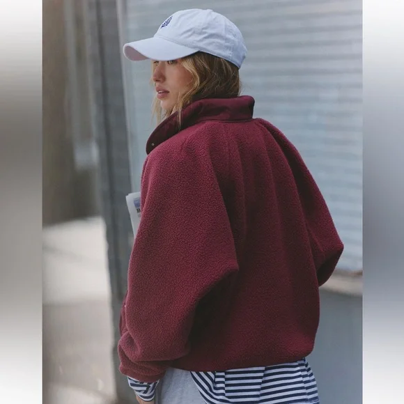 NWT FP Movement X Hatch Hit The Slopes Fleece Jacket, Deep Maroon - Picture 3 of 16